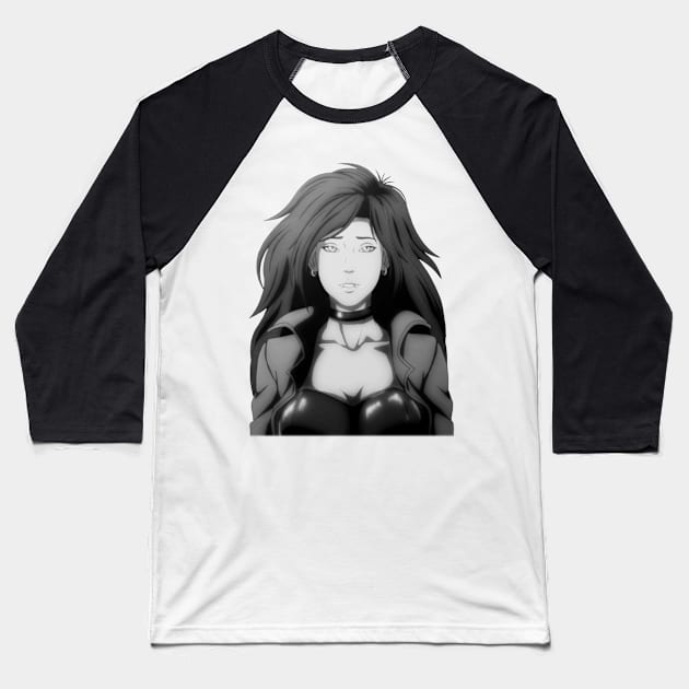 Greyscale Vampire Baseball T-Shirt by mikebarart